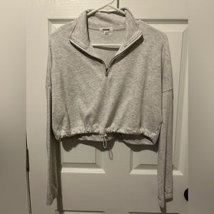 Funnel neck half zip crop top